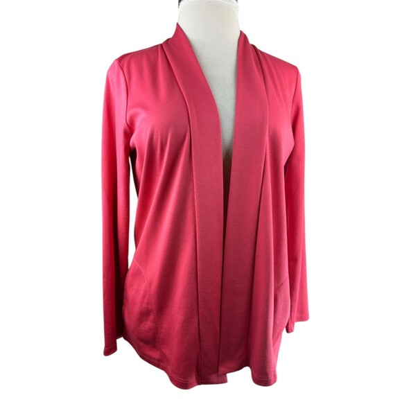 LL Bean Supima Cotton Open Cardigan With Pockets Coral Minimalist Women's Large - Picture 1 of 10